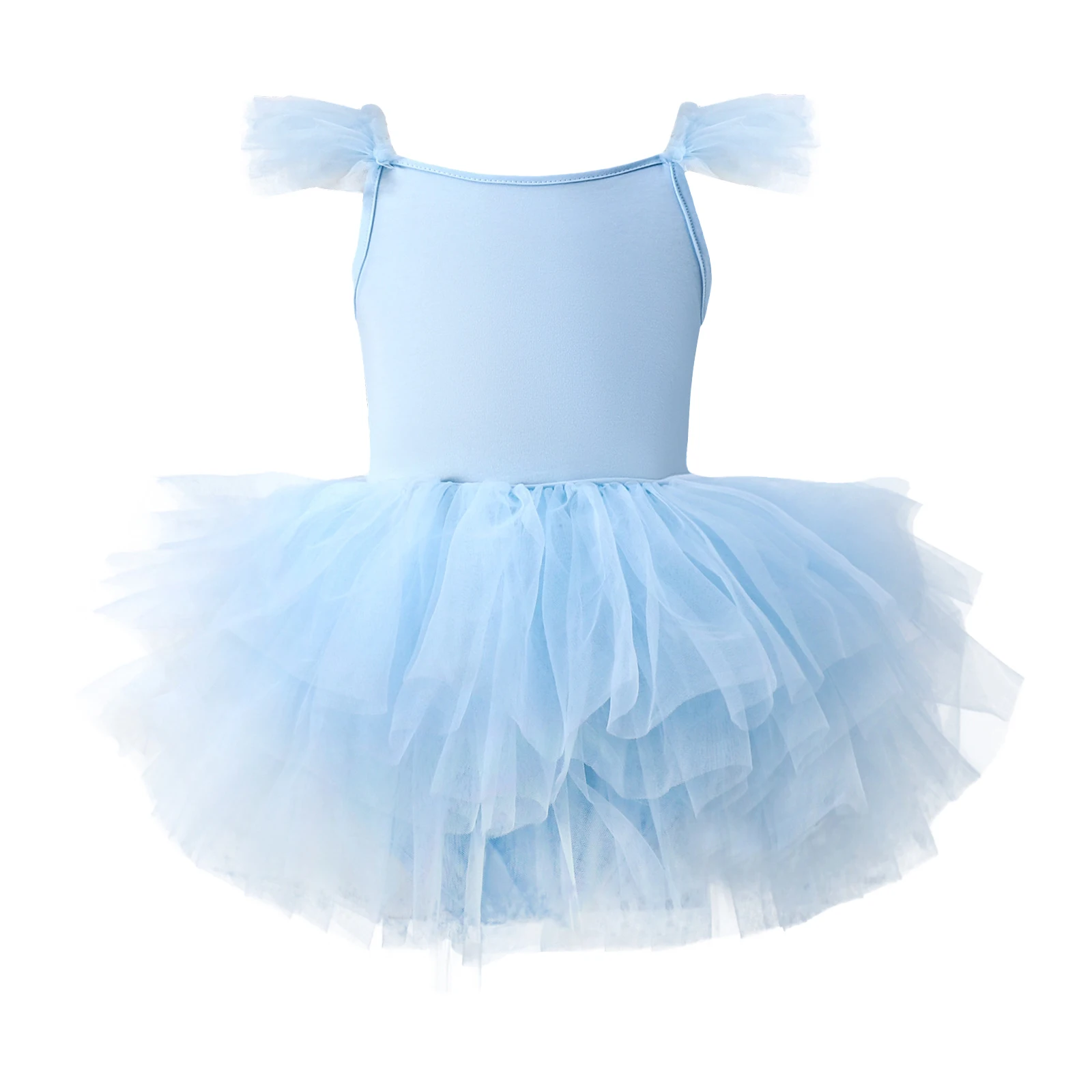 

2023 Kids Girls Ballet Dance Dress Sleeveless Mesh Tutu Skirted Leotard Dress Ballerina Dancewear Performance Gymnastics Costume