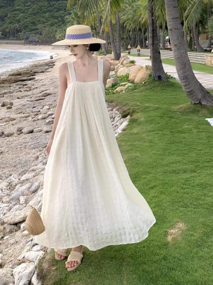 Summer Midi Apricot Slim Square Collar Sleeveless Bandage Slip Dress For Women Elegant Pleated High Waist A-line Party Dresses
Summer Midi Apricot Slim Square Collar Sleeveless Bandage Slip Dress For Women Elegant Pleated High Waist A-line Party Dresses