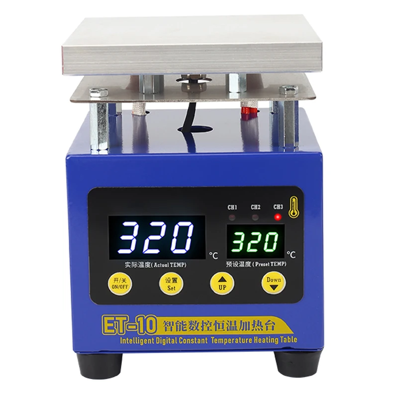 ET-10 Intelligent Digital Constant Temperature Heating Table for Middle Frame Removing BGA Reballing PCB Preheating Platform
ET-10 Intelligent Digital Constant Temperature Heating Table for Middle Frame Removing BGA Reballing PCB Preheating Platform