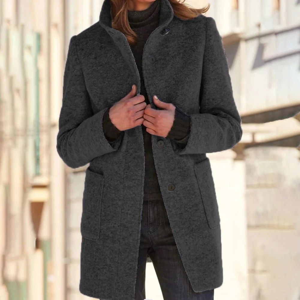 Women Warm Autumn Winter Vintage Button Stand Neck Baggy Lapel Trench Woolen Coat Outwear Ladies Solid Pocket Jacket Overcoat
Women Warm Autumn Winter Vintage Button Stand Neck Baggy Lapel Trench Woolen Coat Outwear Ladies Solid Pocket Jacket Overcoat