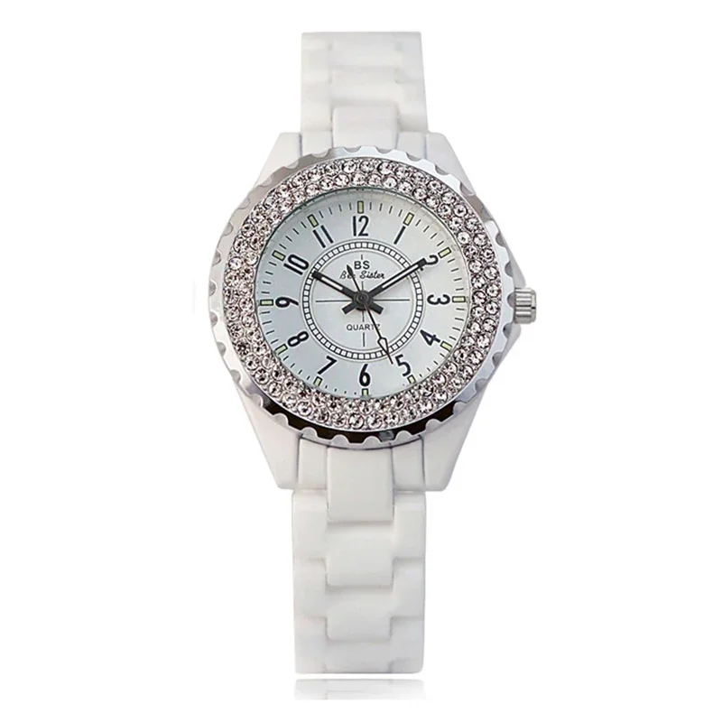 

Luxury Crystal Women Wristwatches White Ceramic Lady Watch Quartz Luxury Women Watches Ladies Wrist Watch for Female Relojes