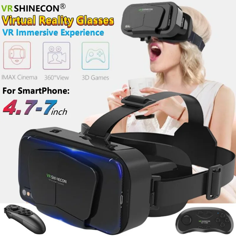 

G10 IMAX 3D Movies Giant Screen Virtual Reality Glasses Google Cardboard Box VR Helmet for 4.7-7" Phone,Support Game Controller