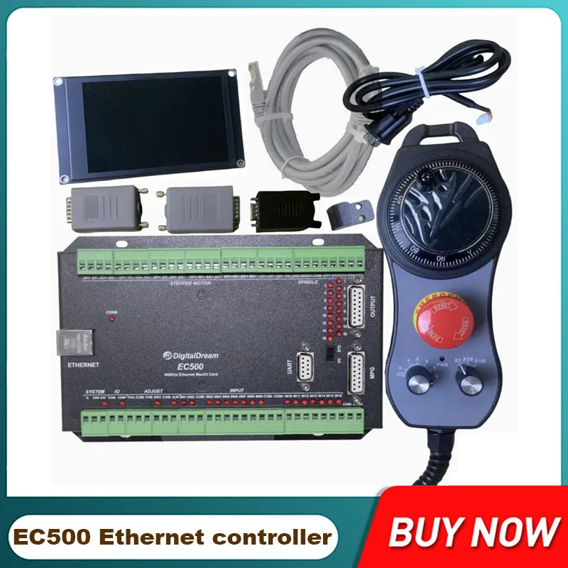EC500 Ethernet controller kit for Mach3 Ethernet interface board of stepper motors, 3/4/5/6 axis electronic handwheel and screen
EC500 Ethernet controller kit for Mach3 Ethernet interface board of stepper motors, 3/4/5/6 axis electronic handwheel and screen