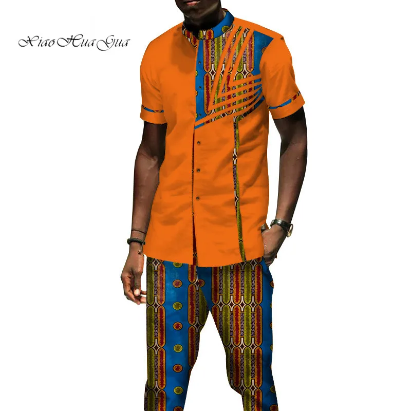 Фото Bazin богатая африканская одежда для мужчин комплект из 2 предметов Дашики рубашка