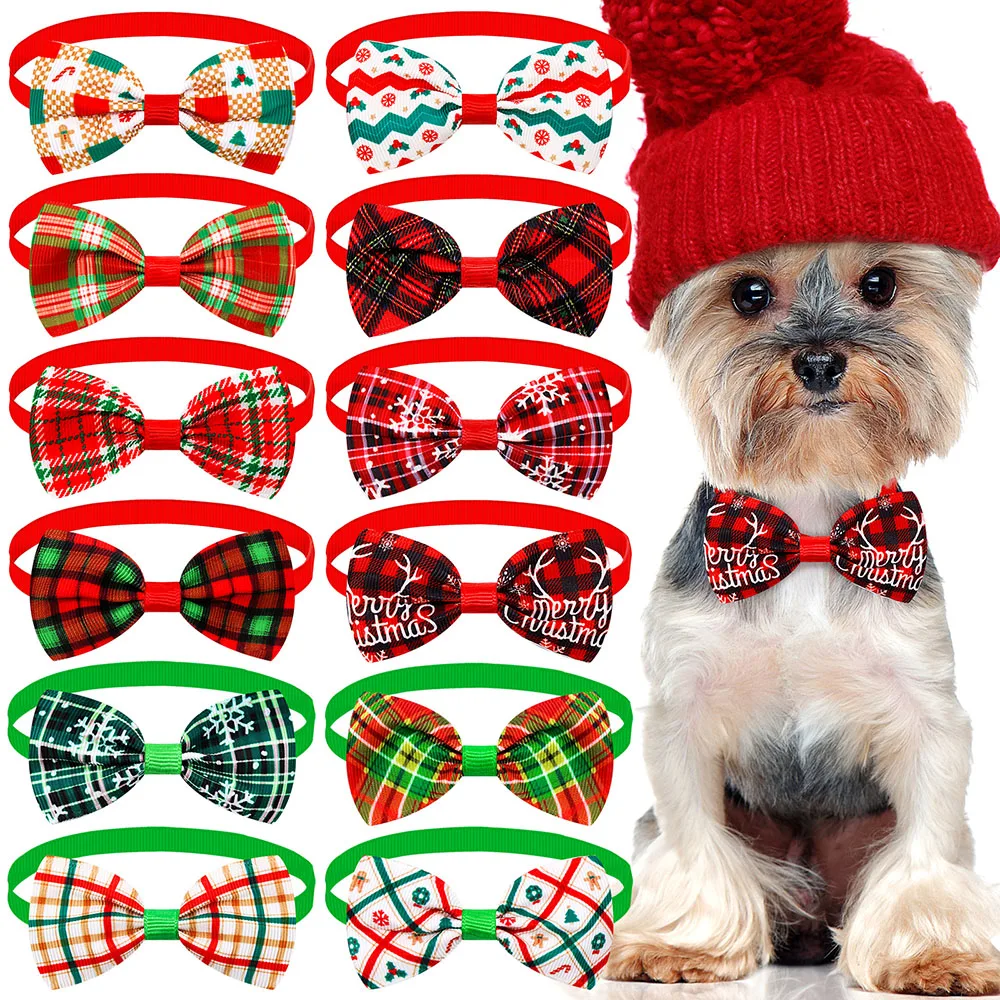

30PCS Cute Pet Cat Dog Bowtie Christmas Puppy Bowties for Adjustable Pet Dog Necktie Collar Dog Accessories for Small Dogs