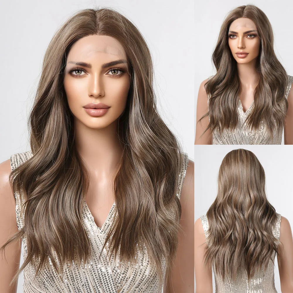 HENRY MARGU Long Wavy Synthetic Lace Hair Wigs Brown Highlight Ombre T-Part Lace Wig for Women Natural Cosplay Heat Resistant
HENRY MARGU Long Wavy Synthetic Lace Hair Wigs Brown Highlight Ombre T-Part Lace Wig for Women Natural Cosplay Heat Resistant