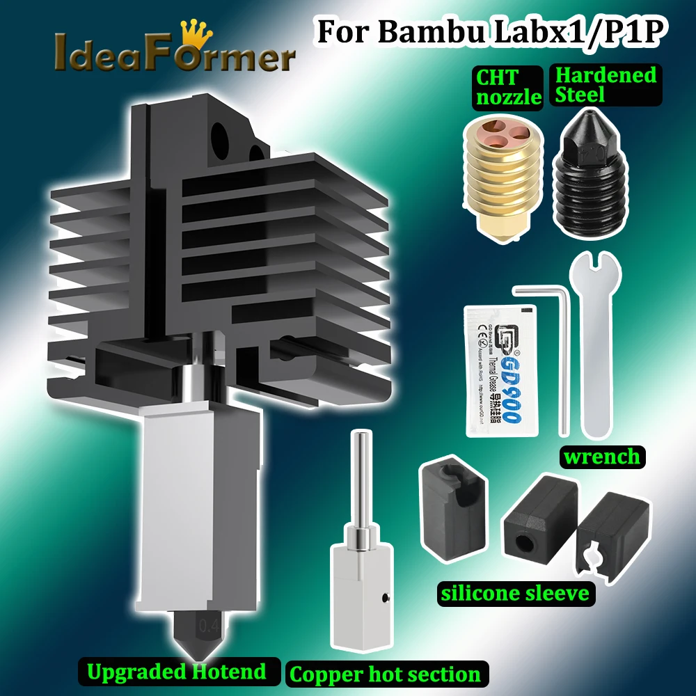 500C Upgraded Hotend Hardened Steel/CHT Nozzle Plated Copper Heater Block For Bambu P1P Lab X1 Carbon X1-Carbon Combo 3D Printer
500C Upgraded Hotend Hardened Steel/CHT Nozzle Plated Copper Heater Block For Bambu P1P Lab X1 Carbon X1-Carbon Combo 3D Printer