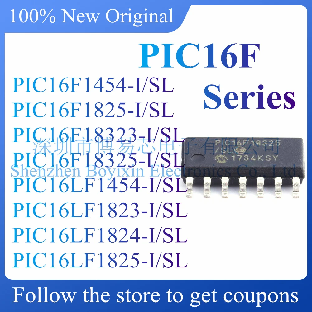 NEW PIC16F1454 PIC16F1825 PIC16F18323 PIC16F18325 PIC16LF1454 PIC16LF1823 PIC16LF1824 PIC16LF1825-I/SL.microcontroller chip
NEW PIC16F1454 PIC16F1825 PIC16F18323 PIC16F18325 PIC16LF1454 PIC16LF1823 PIC16LF1824 PIC16LF1825-I/SL.microcontroller chip