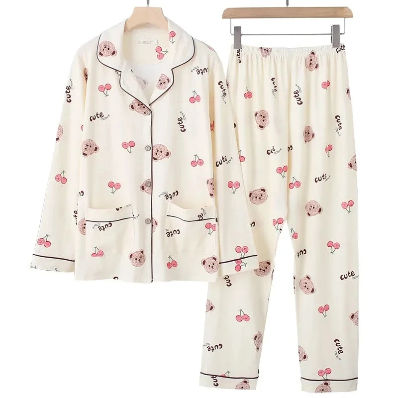 

Long Sleeve Women Pajamas Set 6XL 7XL Floral Sleepwear Soft Cozy Home Clothes 2 Pieces Nightwear Femme Pyjama Homewear