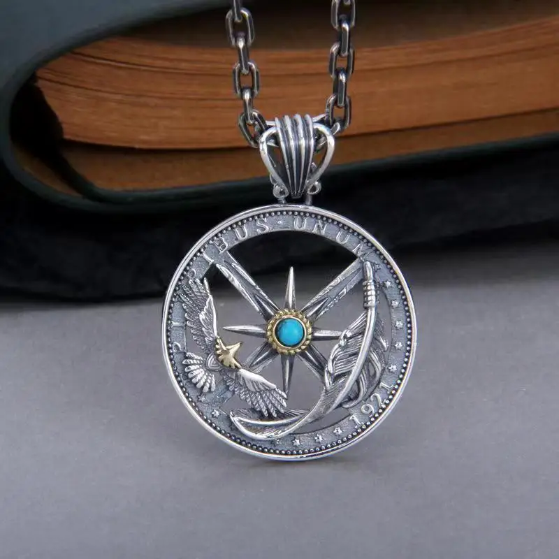 Sailing Six Point Star Eagle Feather Disk Hollow out Pendant Men's and Women's Fashion Tag Pendant
Sailing Six Point Star Eagle Feather Disk Hollow out Pendant Men's and Women's Fashion Tag Pendant