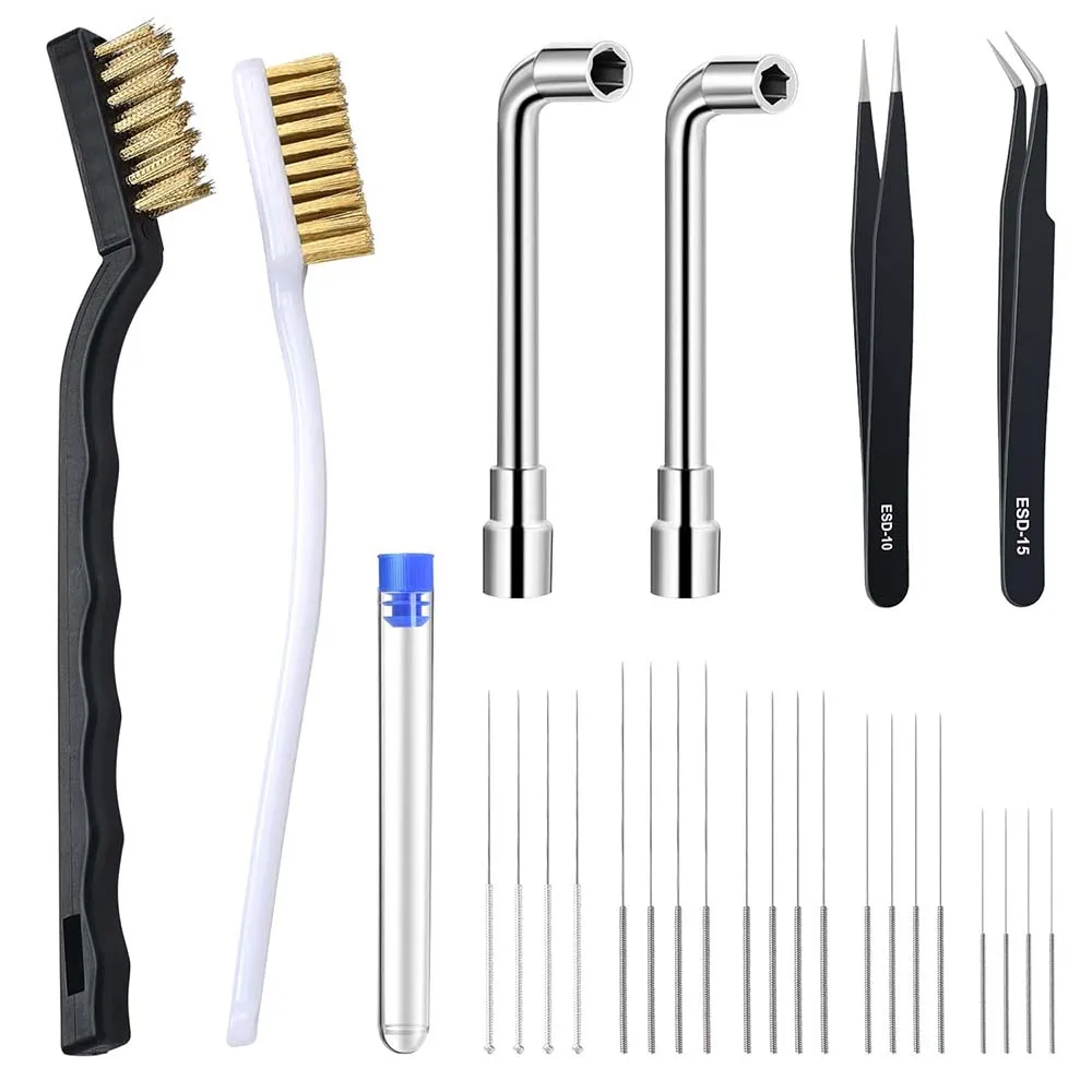 3D Printer Nozzle Wrench Maintenance Kit, Cleaning Pins, Tweezers, Copper Wire Brushes, L-Shaped Wrench Tools for 3D Printing
3D Printer Nozzle Wrench Maintenance Kit, Cleaning Pins, Tweezers, Copper Wire Brushes, L-Shaped Wrench Tools for 3D Printing