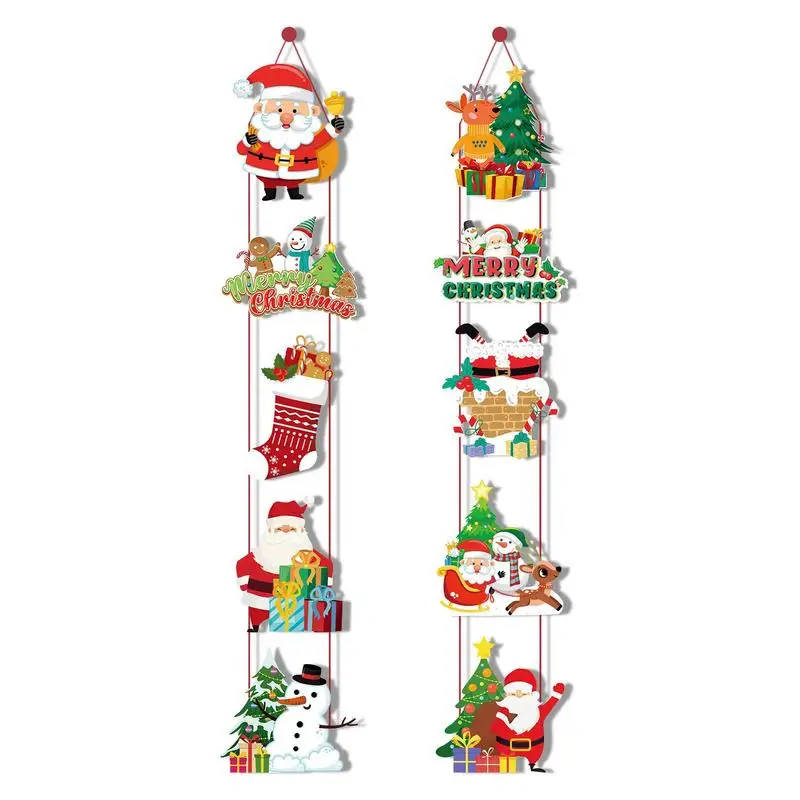 

Santa Claus Snowman Stocking Reindeer Door Porch Sign Merry Christmas Door Hanging Banner For Home Door Wall Decoration