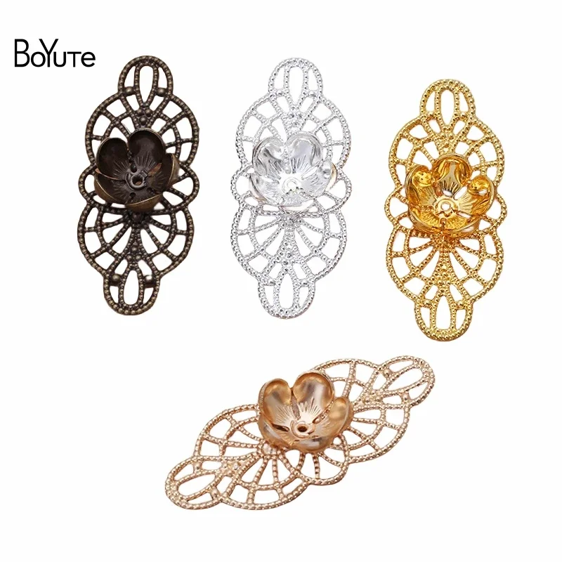 

BoYuTe (20 Pieces/Lot) 19*43MM Metal Brass Filigree Flower Materials Handmade DIY Accessories for Crown Tiara Jewelry Making