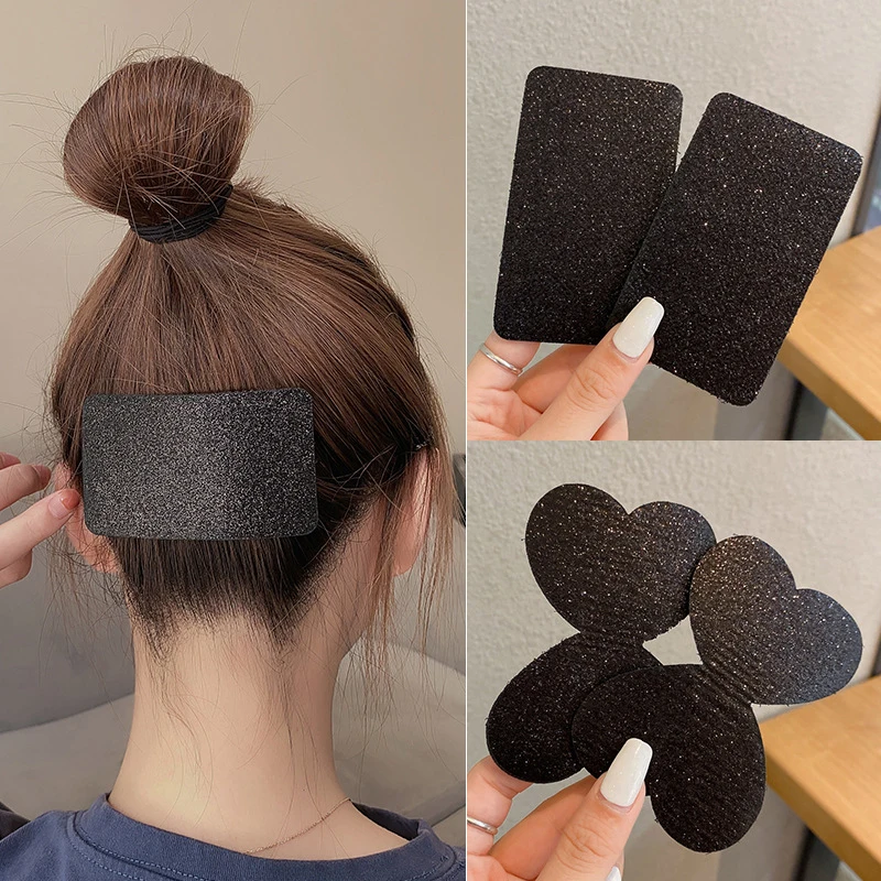 

1Pcs Black Hair Sticker Heart Bowknot Shape Clip Bangs Fixed Magic Paste Posts Magic Tape Fringe Hair Accessories For Women