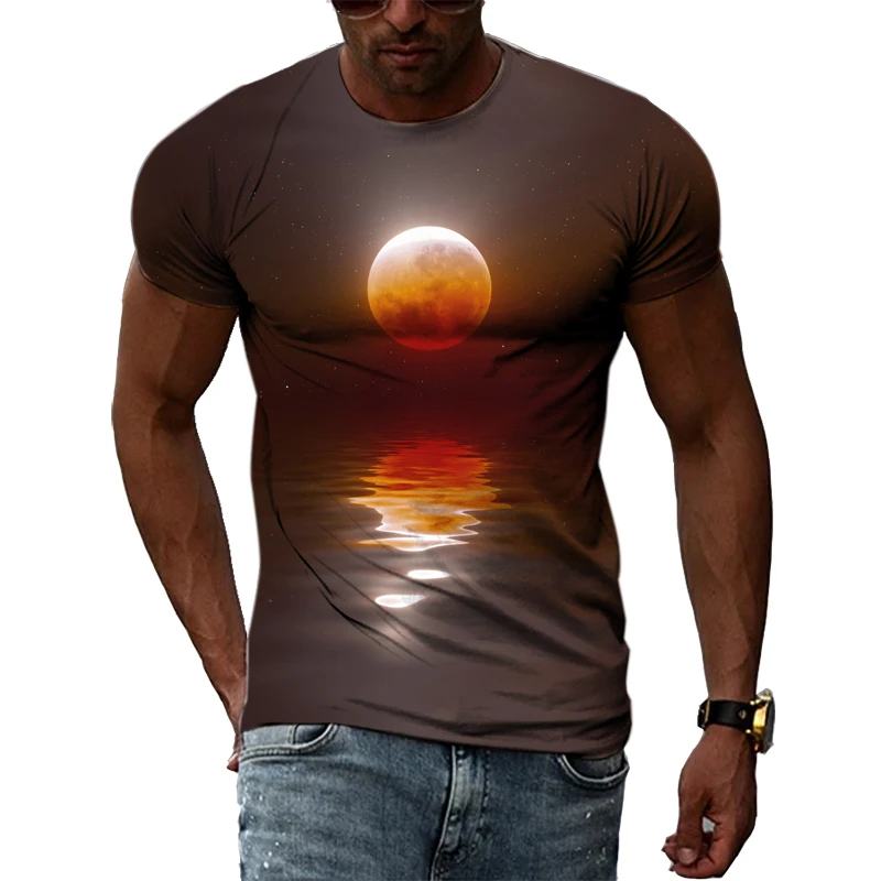 Fashion New Men Moon Moonlight Pattern T-shirt Street Personality Hip Hop Casual Short Sleeve Tops Street Trend Round Neck Tees
Fashion New Men Moon Moonlight Pattern T-shirt Street Personality Hip Hop Casual Short Sleeve Tops Street Trend Round Neck Tees