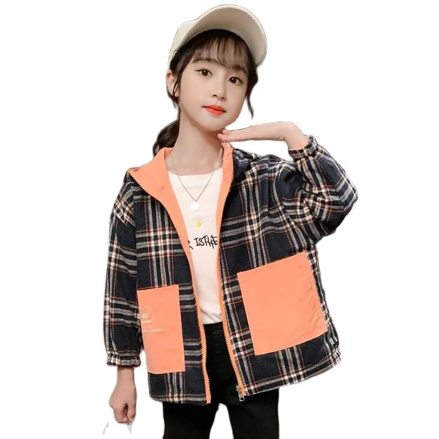 Spring Autumn Cotton Blend Jacket For Girls Fashion Lattice Double-Sided Wearable Windbreaker Casual Hooded Children's Clothing
Spring Autumn Cotton Blend Jacket For Girls Fashion Lattice Double-Sided Wearable Windbreaker Casual Hooded Children's Clothing