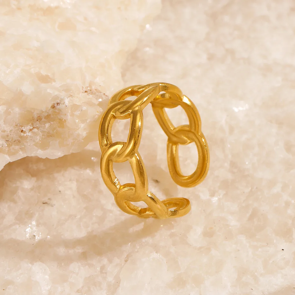 Temperament Chain Ring Ins Style Retro Popular Internet Celebrity 18K Gold Plated Stainless Steel Ring
Temperament Chain Ring Ins Style Retro Popular Internet Celebrity 18K Gold Plated Stainless Steel Ring