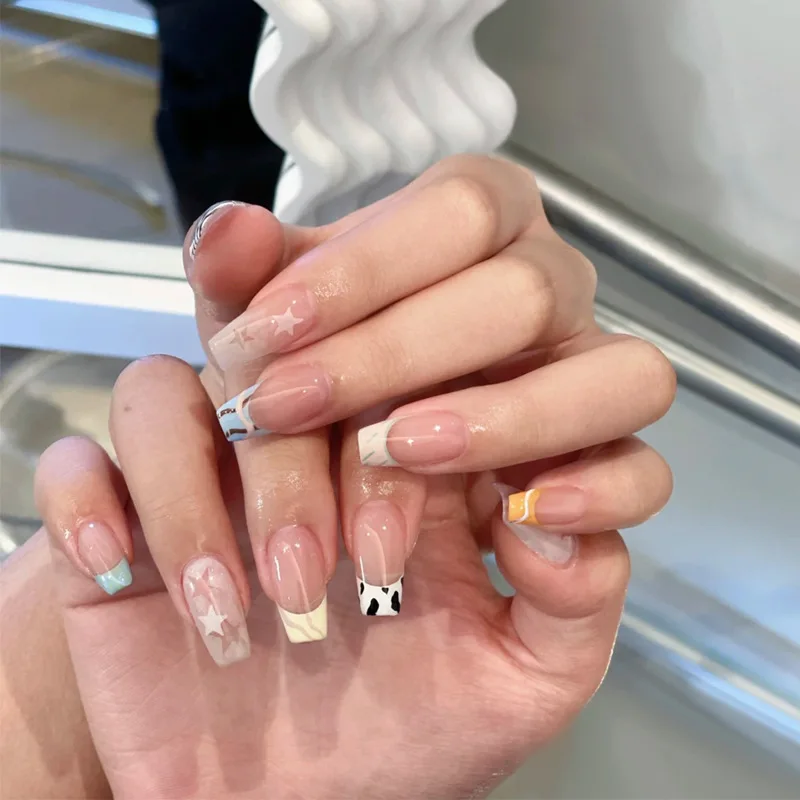 24Pcs Star Cow Pattern False Nail For Women Short Removable Press On Nail Sticker Fashion Cool Finished Fake Nails
24Pcs Star Cow Pattern False Nail For Women Short Removable Press On Nail Sticker Fashion Cool Finished Fake Nails