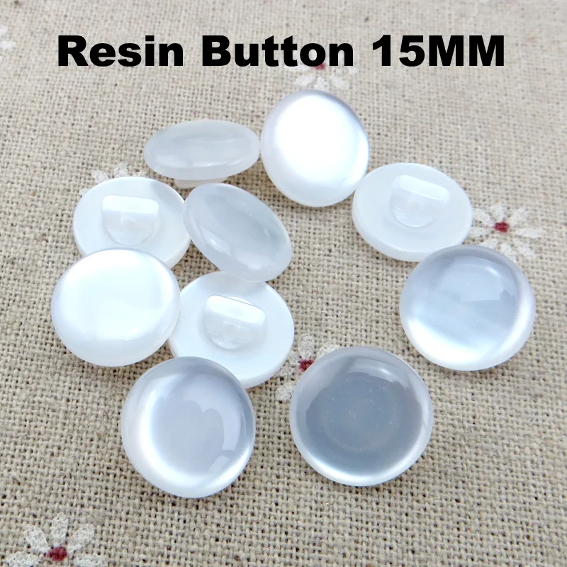 

50PCS White Resin Pearl Buttons 15MM Fits Coat Boots Sewing Clothes Accessory Button Garment R-560G