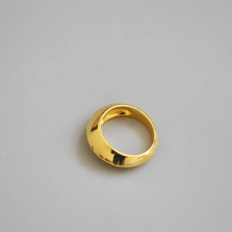 

French metal cold wind brass mirror polished arc wide version trendsetter fashion temperament ring index finger female