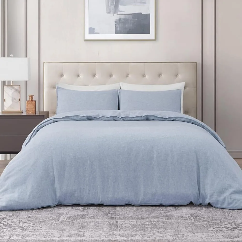 Pure Linen Duvet Cover Set, 100% Yarn-Dyed French Linen,1 Duvet and 2 Pillowcases (Summer Sky, Queen/Full)Comforter Sets
Pure Linen Duvet Cover Set, 100% Yarn-Dyed French Linen,1 Duvet and 2 Pillowcases (Summer Sky, Queen/Full)Comforter Sets