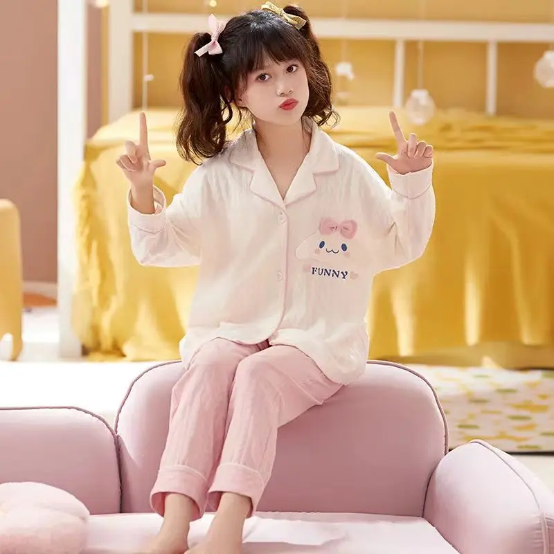 Sanrio Cinnamoroll Children's Pajamas Suit Cardigan Loungewear Long Sleeves Pure Cotton Cartoon Close To The Body Soft Kawaii 23
Sanrio Cinnamoroll Children's Pajamas Suit Cardigan Loungewear Long Sleeves Pure Cotton Cartoon Close To The Body Soft Kawaii 23