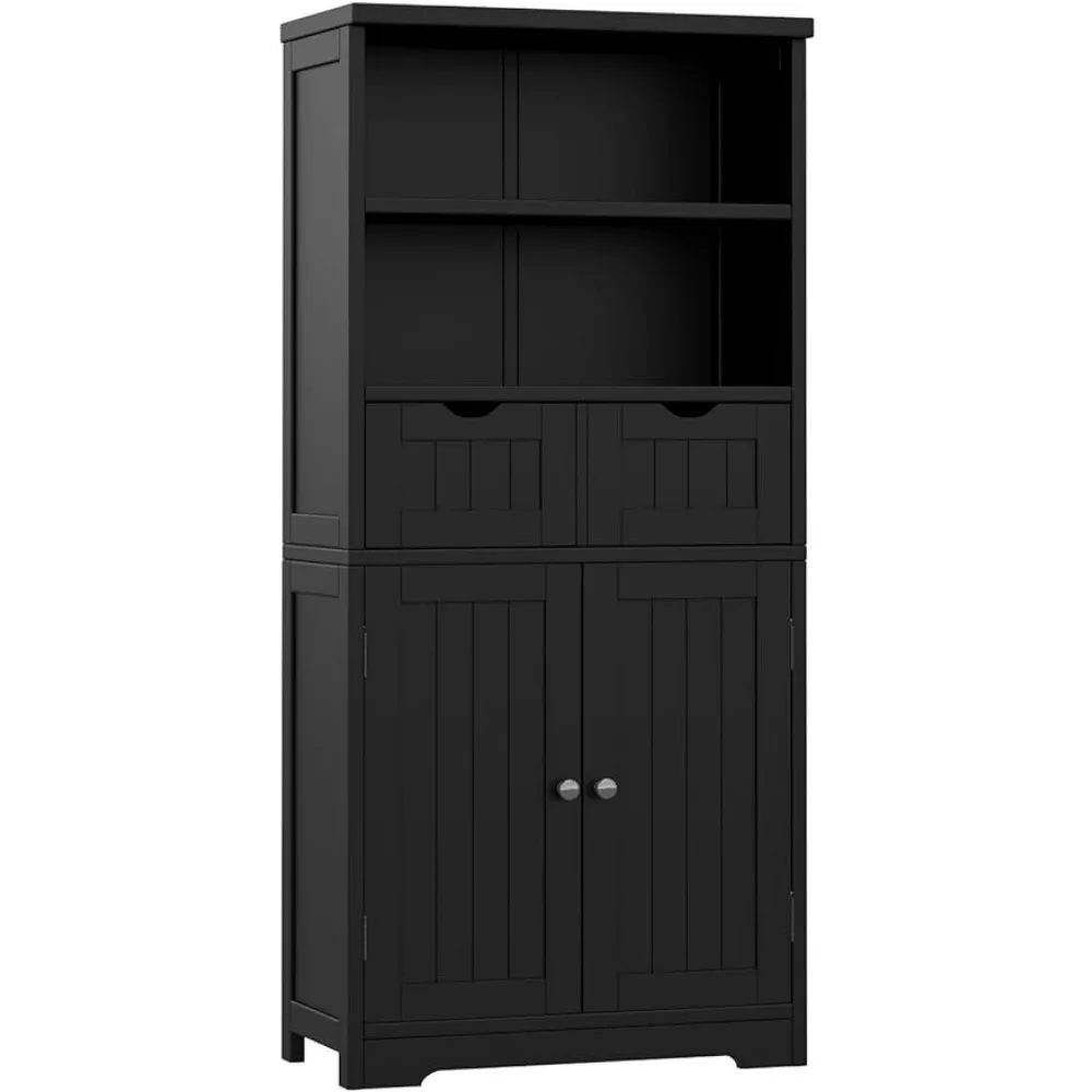 

Bathroom Storage Cabinet With 2 Doors and Adjustable Shelf Large Display Cabinet 23.6 X 11.8 X 49.6 Inches Black Furniture Home