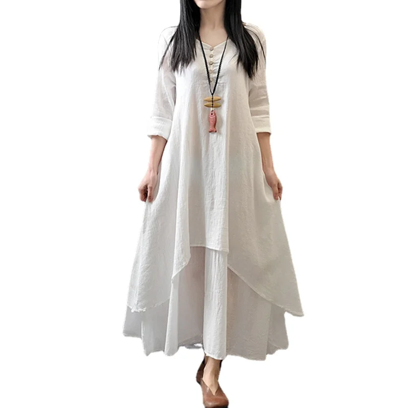 2023 New Spring Autumn Women's Leisure Literary Big Place Linen Dress Loose Long Sleeve Cotton Hemp Long Dresses for Women 2318
2023 New Spring Autumn Women's Leisure Literary Big Place Linen Dress Loose Long Sleeve Cotton Hemp Long Dresses for Women 2318