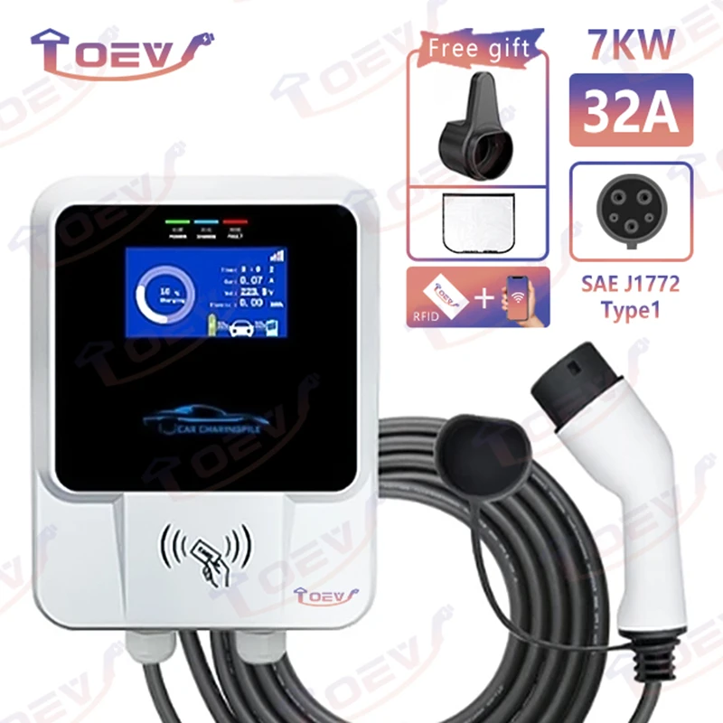 

EV Charging Station J1772 Electric Vehicle Car Charger EVSE Wallbox Wallmount 7KW/9KW/12KW Type 1 Cable with WIFI APP Control
