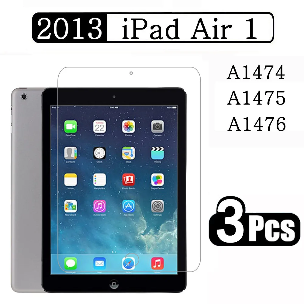 

(3 Packs) Tempered Glass For Apple iPad Air 1 9.7 2013 A1474 A1475 A1476 Full Coverage Tablet Screen Protector Film