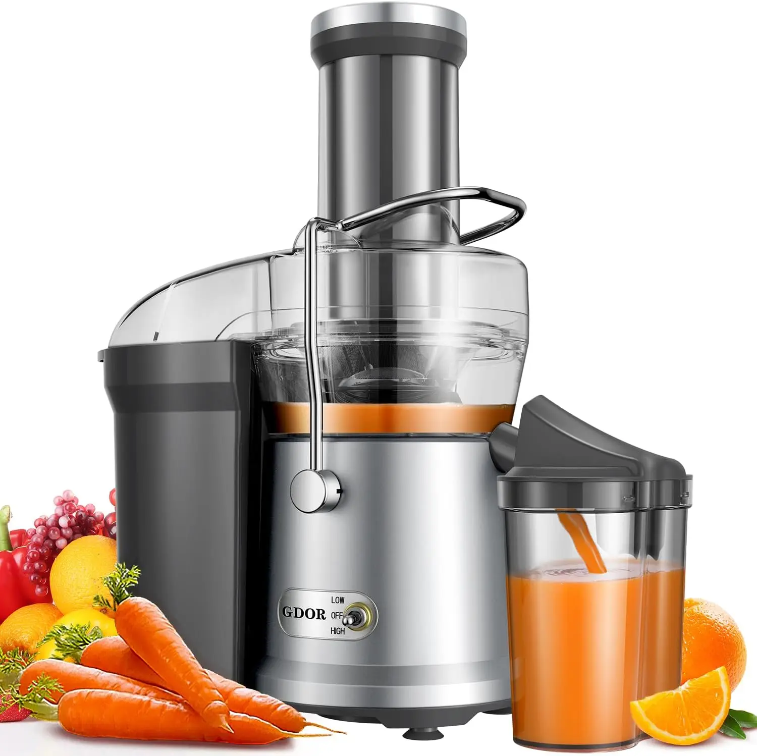 

GDOR Juicer with Larger 3.2" Feed Chute, Enhanced Cutting System, Centrifugal Juice Extractor Maker with Heavy Duty Full Co Eye