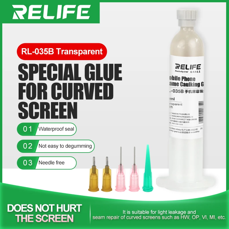RL-035B And RL-062 Mobile Phone Caulking Glue And Glue Gun To Fill The Gap Of Curved Screen Frame Curing Fast Waterproof Sealing
RL-035B And RL-062 Mobile Phone Caulking Glue And Glue Gun To Fill The Gap Of Curved Screen Frame Curing Fast Waterproof Sealing