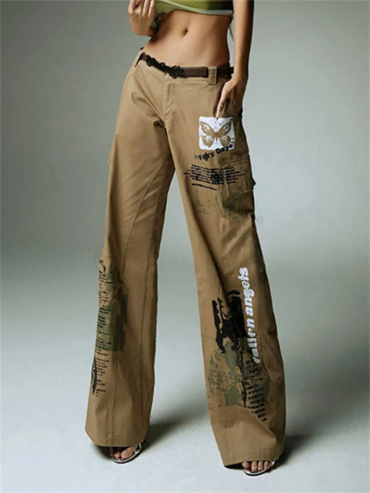 Deeptown Streetwear Punk Khaki Cargo Pants Women Y2K Vintage Print Gray Wide Trousers Oversize Harajuku Hippie Gothic Pantalones
Deeptown Streetwear Punk Khaki Cargo Pants Women Y2K Vintage Print Gray Wide Trousers Oversize Harajuku Hippie Gothic Pantalones