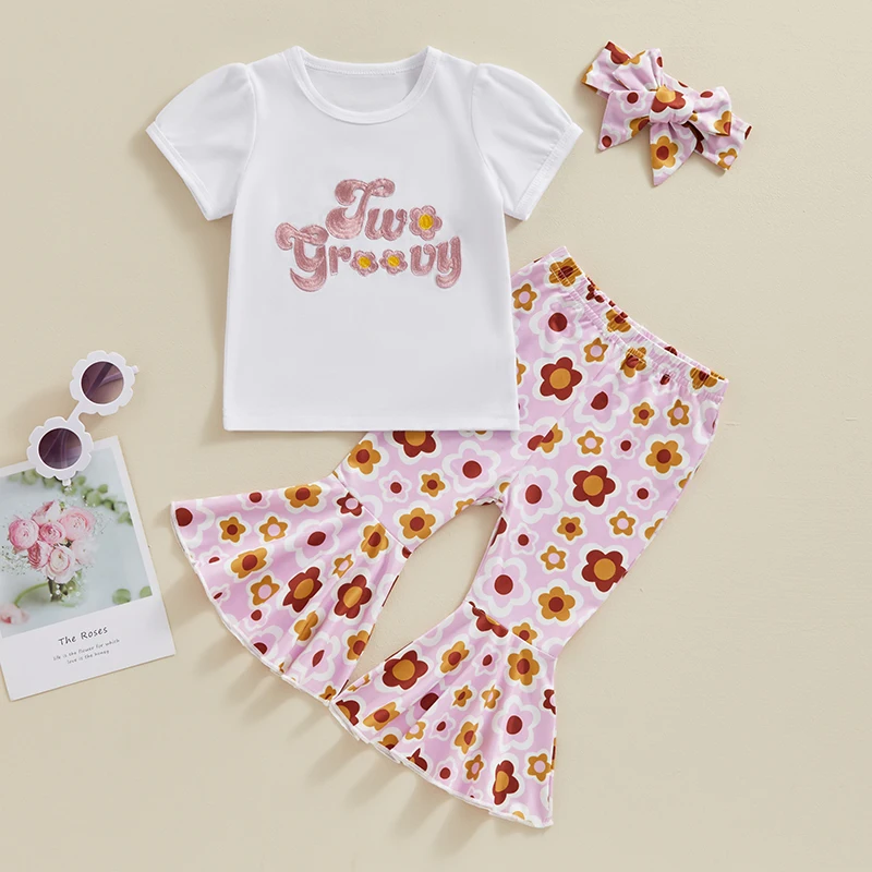 Baby Girls Outfit, Ghost Flower Print Long Sleeve Crew Neck T-shirt with Flare Pants Headband Summer Outfit
Baby Girls Outfit, Ghost Flower Print Long Sleeve Crew Neck T-shirt with Flare Pants Headband Summer Outfit