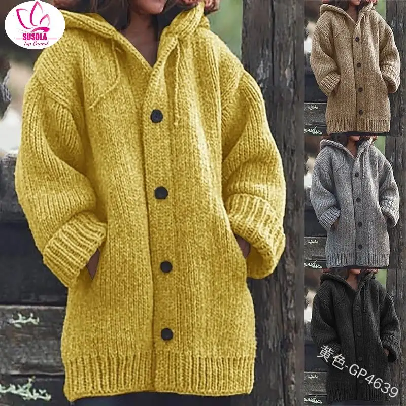 New Women's Cardigans Sweater Coat Warm Sweater Coats Loose Wool Knitted Coat Autumn Winter Women Long Cardigan Oversized Hooded
New Women's Cardigans Sweater Coat Warm Sweater Coats Loose Wool Knitted Coat Autumn Winter Women Long Cardigan Oversized Hooded