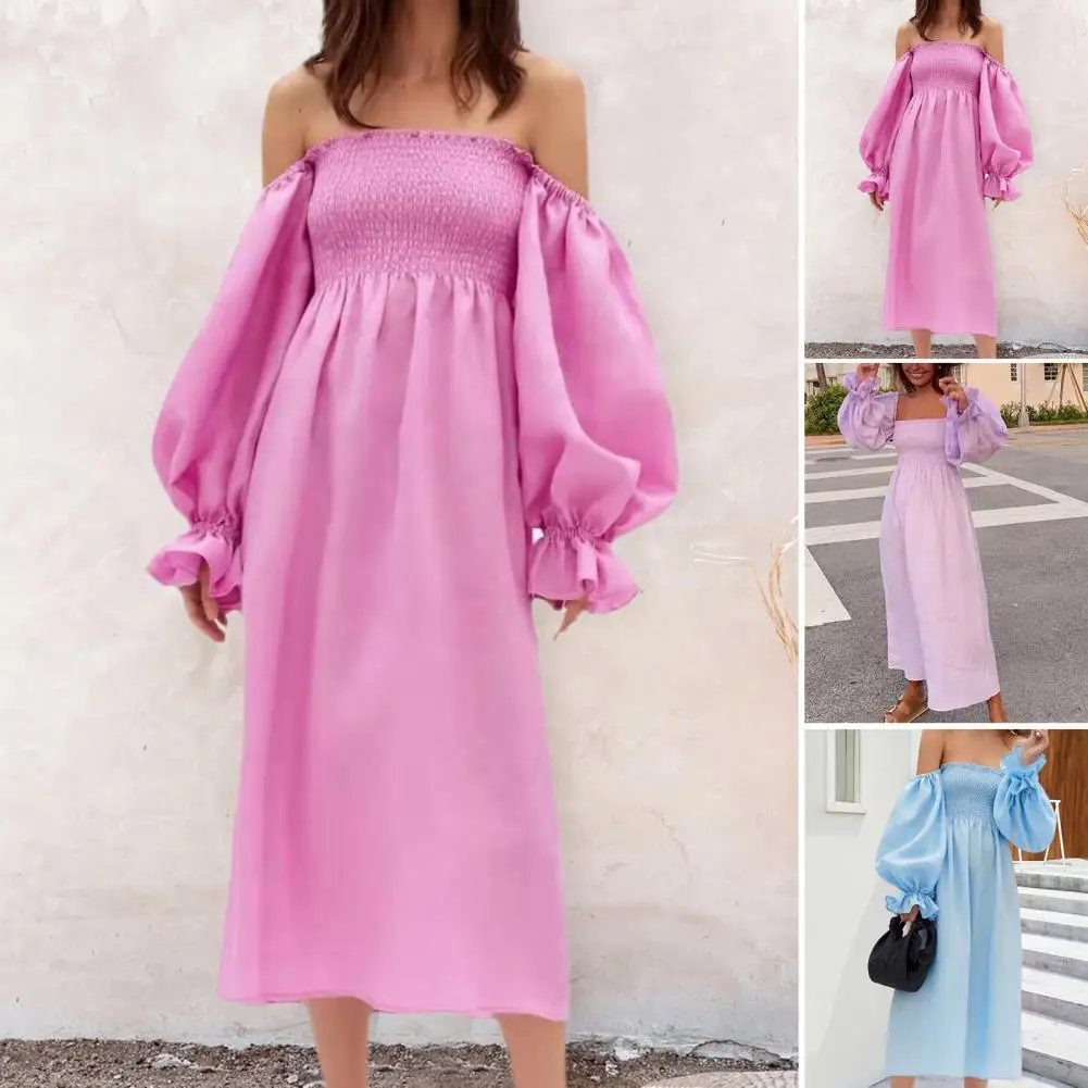 Casual Women Dress Elastic Chest Wrap Lantern Long Sleeve Sweet Dress Square Collar Off Shoulder Summer Midi Dress Streetwear
Casual Women Dress Elastic Chest Wrap Lantern Long Sleeve Sweet Dress Square Collar Off Shoulder Summer Midi Dress Streetwear