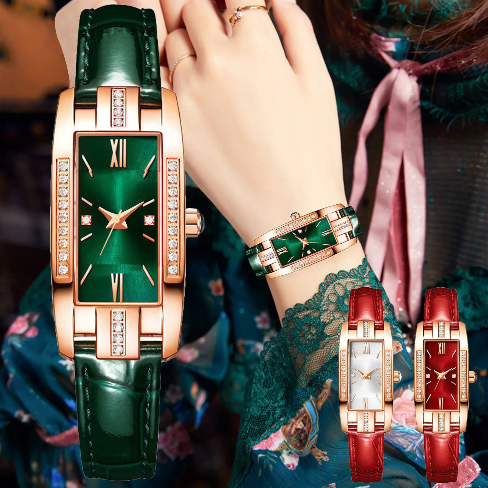 Retro Women Watches Fashion Square Ladies Quartz Watch Imitation Leather Green Dial Simple Luxury Female Watches
Retro Women Watches Fashion Square Ladies Quartz Watch Imitation Leather Green Dial Simple Luxury Female Watches