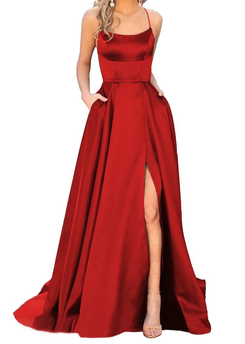 Elegent Red Backless Boat Neck Spaghett Floor-Length Court Train Classic Vent Woman Formal Evening Dresses
Elegent Red Backless Boat Neck Spaghett Floor-Length Court Train Classic Vent Woman Formal Evening Dresses