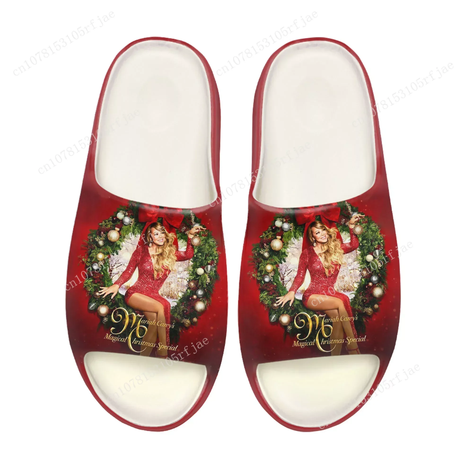

Mariah Carey Christmas Soft Sole Sllipers Home Clogs Step on Water Shoes Mens Womens Teenager Customize Beach on Shit Sandals