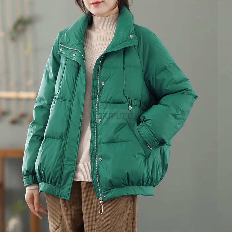 2022 autumn and winter fashion white duck down light down jacket women's winter loose literary slant pocket bread coat long-sle
2022 autumn and winter fashion white duck down light down jacket women's winter loose literary slant pocket bread coat long-sle