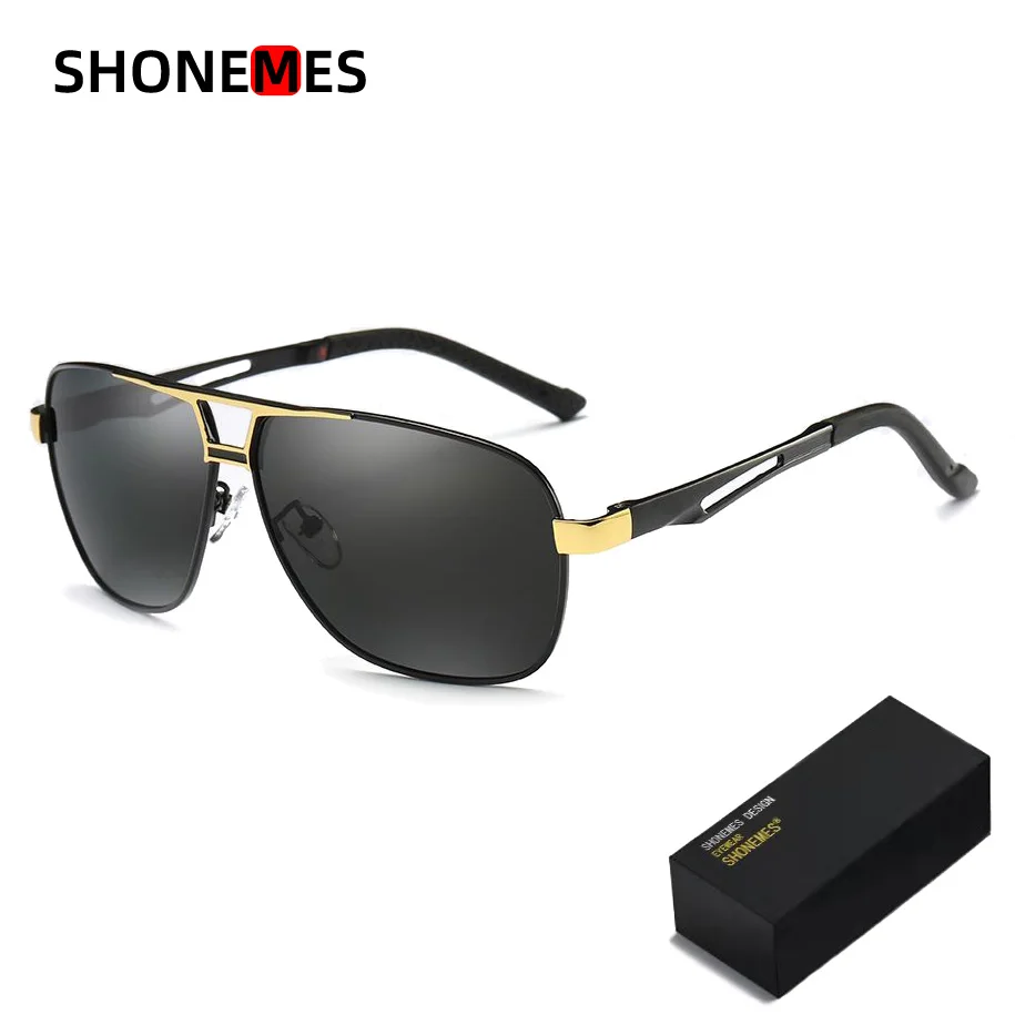 

ShoneMes Double Bridge Polarized Sunglasses Men Premium Square Sun Glasses Outdoor UV400 Protection Driving Shades for Male