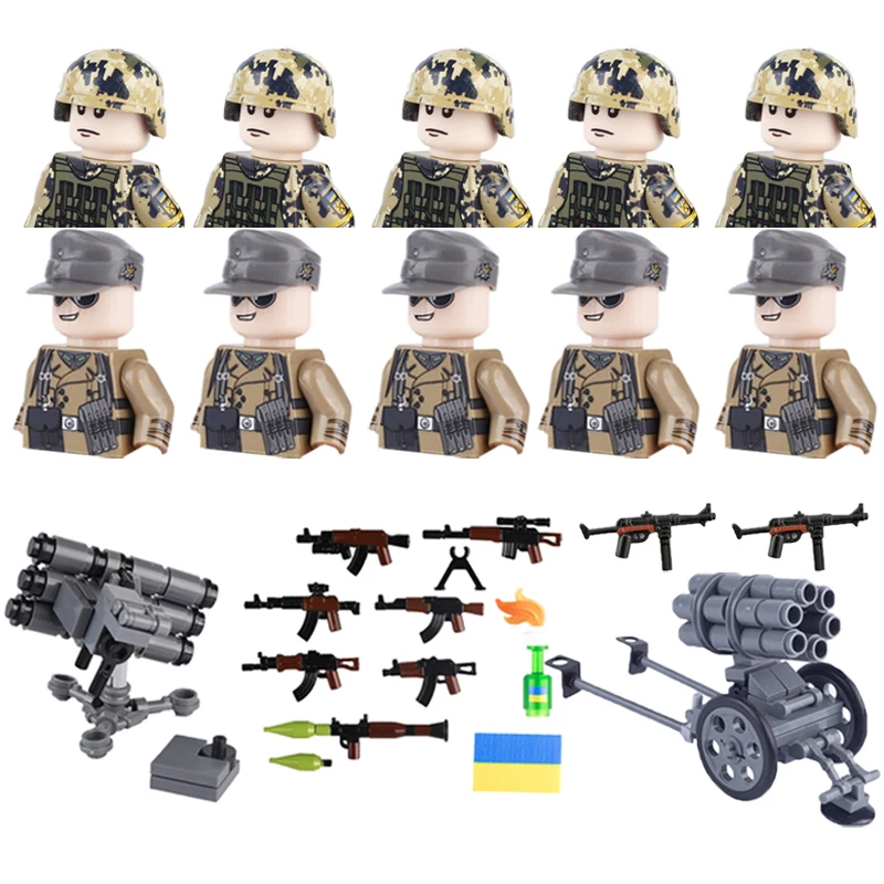 WW2 Building Blocks Toy Solider Figures Ukrainian Soldiers Starlight Missile German Mountain Division Six Barrel Rocket Kid Toys
WW2 Building Blocks Toy Solider Figures Ukrainian Soldiers Starlight Missile German Mountain Division Six Barrel Rocket Kid Toys