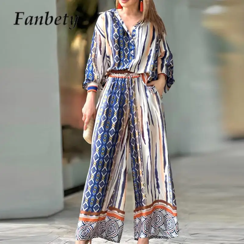 Casual Loose Shirt Top and Long Pants Set Bohemian Casual Ladies Two-Piece Set Autumn Ladies Pattern Printed Straight Pants Set
Casual Loose Shirt Top and Long Pants Set Bohemian Casual Ladies Two-Piece Set Autumn Ladies Pattern Printed Straight Pants Set