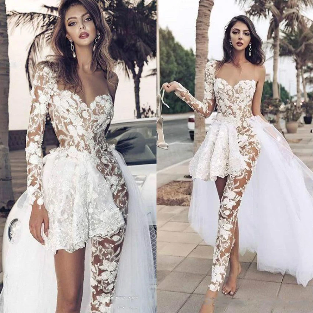 Jumpsuit Wedding Dresses Sheath Sweetheart Long Sleeves Tulle Lace Dubai Arabic Wedding Gown Bridal Dress Vestido De Noiva
Jumpsuit Wedding Dresses Sheath Sweetheart Long Sleeves Tulle Lace Dubai Arabic Wedding Gown Bridal Dress Vestido De Noiva