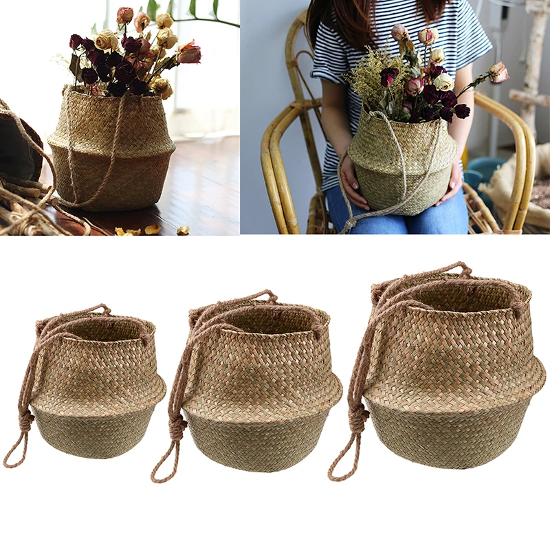 3PCS Woven Seagrass Belly Basket Plant Pot Storage Baskets Kids Laundry Picnic Grocery Basket Black Strips Storage Organizer
3PCS Woven Seagrass Belly Basket Plant Pot Storage Baskets Kids Laundry Picnic Grocery Basket Black Strips Storage Organizer