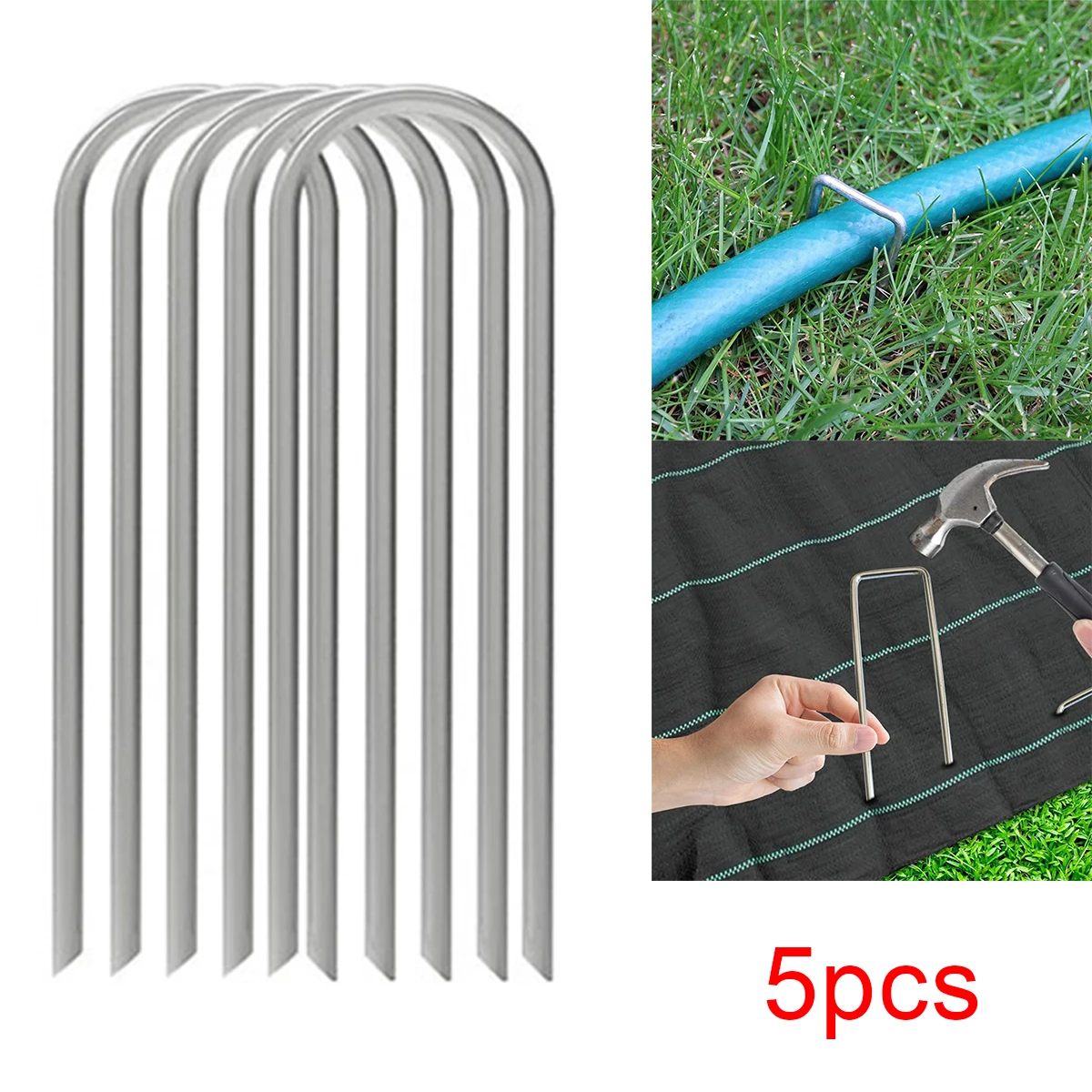 

5 Pcs Metal Securing Pegs Garden Stakes Pins for Securing Weed Landscape Fabrics Netting Ground Sheets Galvanized Lawn Stake