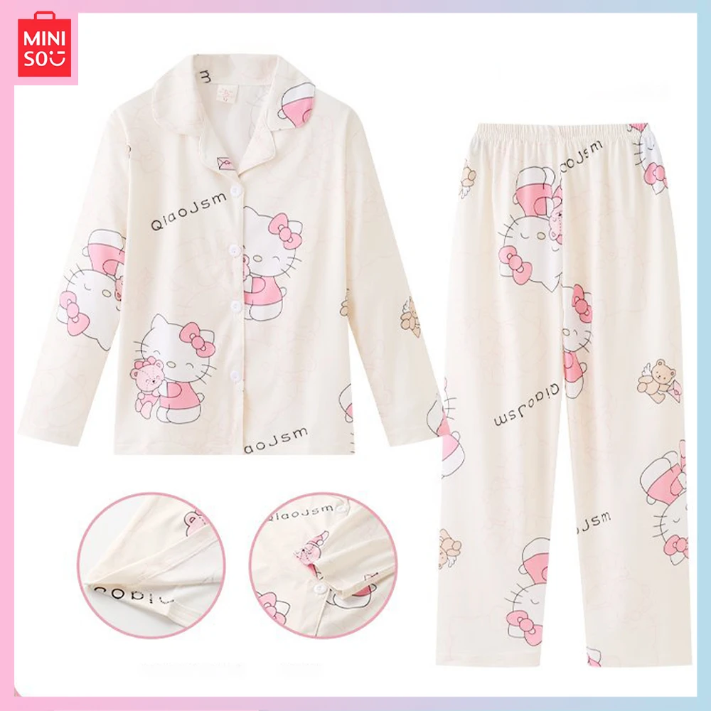Miniso Cartoon Cute Hello Kitty Childrens Pajamas Spring and Autumn Style Long Sleeve Cardigan Set Large Childrens Home Wear
Miniso Cartoon Cute Hello Kitty Childrens Pajamas Spring and Autumn Style Long Sleeve Cardigan Set Large Childrens Home Wear