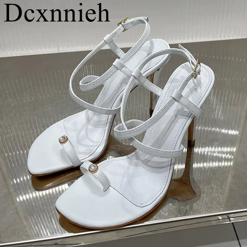 Women's Open Toe Versatile Sandals with Genuine Leather Metal Decoration High Heels Split Toe Sandals Summer Outdoor Dress Shoes
Women's Open Toe Versatile Sandals with Genuine Leather Metal Decoration High Heels Split Toe Sandals Summer Outdoor Dress Shoes