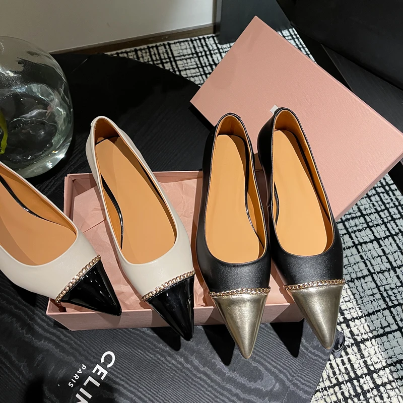 2023 new spring women pumps natural leather 22-24.5cm length cowhide+pigskin full leather pointed toe Metal chain low heel shoes
2023 new spring women pumps natural leather 22-24.5cm length cowhide+pigskin full leather pointed toe Metal chain low heel shoes