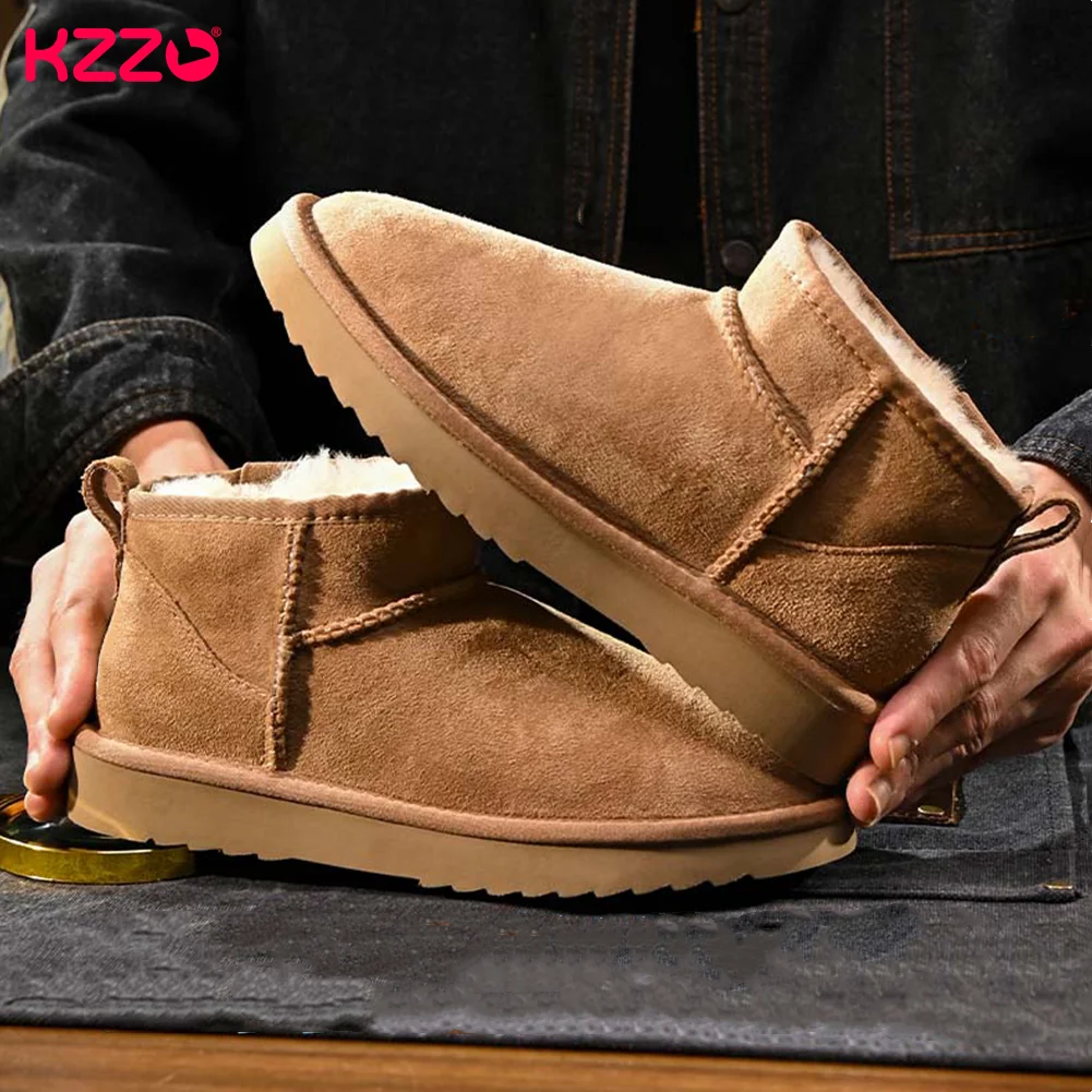 

KZZO Women Ultra Mini Sheepskin Snow Boots 2023 Australia Leather Natural Wool Fur Lined Fashion Ankle Winter Warm Shoes Maroon